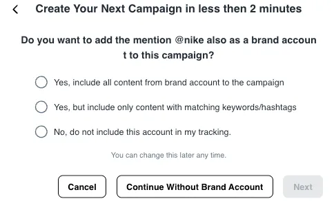 Add Brand account to campaign