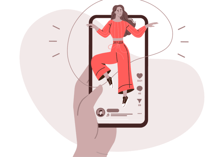 A hand holding a mobile phone playing a reel on it to symbolize social media platforms and content formats