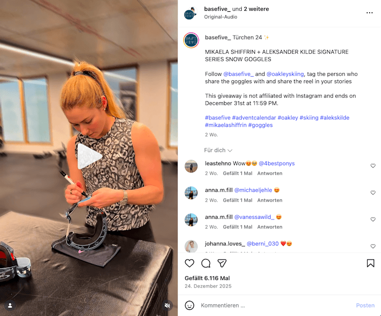 Content piece by Basefit with Mikaela Shiffrin for the influData blog article on the top 20 fitness brands